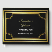 Elegante Black Gold Wedding Gästebuch (Vorderseite)