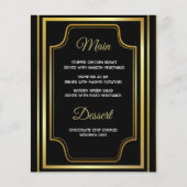 Elegante Black Gold Wedding Menu Cards (Vorderseite)