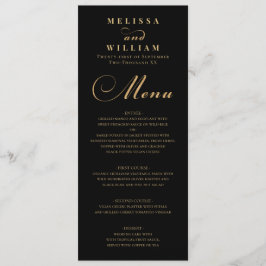 Elegante Black Gold Wedding Menükarte