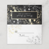 Elegante Black Gold Wedding Platzkarte (Außenseite Aufgefaltet)