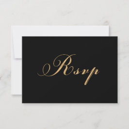 Elegante Black Gold Wedding RSVP Karte