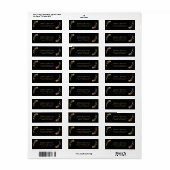 Elegante Black Gold Wedding Rücksendeadresse (Vorne)