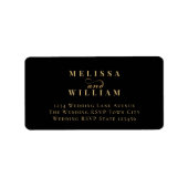 Elegante Black Gold Wedding Rücksendeadresse Adressaufkleber (Vorne)