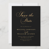 Elegante Black Gold Wedding Save The Date (Vorderseite)
