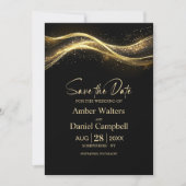 Elegante Black Gold Wedding speichern das Datum Einladung (Vorderseite)
