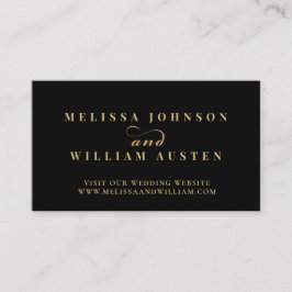 Elegante Black Gold Wedding Website Insert Card Visitenkarte