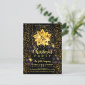 Elegante Black Gold Weihnachten Party Einladung (Stehend Vorderseite)