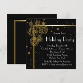 Elegante Black Gold Weihnachten Party Einladungen (Vorne/Hinten)