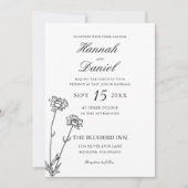 Elegante Black & Gold Wildblume Einladung zur Hoch (Vorderseite)