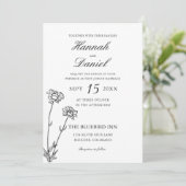 Elegante Black & Gold Wildblume Einladung zur Hoch (Stehend Vorderseite)