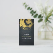 Elegante Black & Gold YOGA ZEN Symbol Pinselstrich Visitenkarte (Stehend Vorderseite)