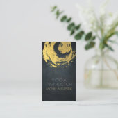 Elegante Black & Gold YOGA ZEN Symbol Pinselstrich Visitenkarte (Stehend Vorderseite)