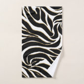 Elegante Black Gold Zebra White Animal Print Badhandtuch Set (Handtuch)