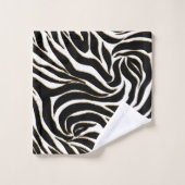 Elegante Black Gold Zebra White Animal Print Badhandtuch Set (Waschlappen)