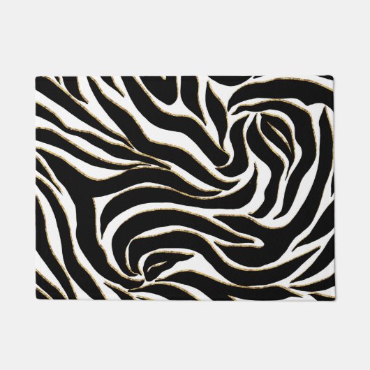 Elegante Black Gold Zebra White Animal Print Fußmatte (Vorderseite)