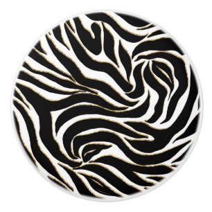 Elegante Black Gold Zebra White Animal Print Keramikknauf