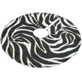 Elegante Black Gold Zebra White Animal Print Polyester Weihnachtsbaumdecke (Schrägansicht)