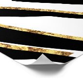 Elegante Black Gold Zebra White Animal Print Poster (Ecke)