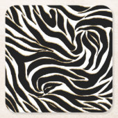 Elegante Black Gold Zebra White Animal Print Rechteckiger Pappuntersetzer (Vorderseite)