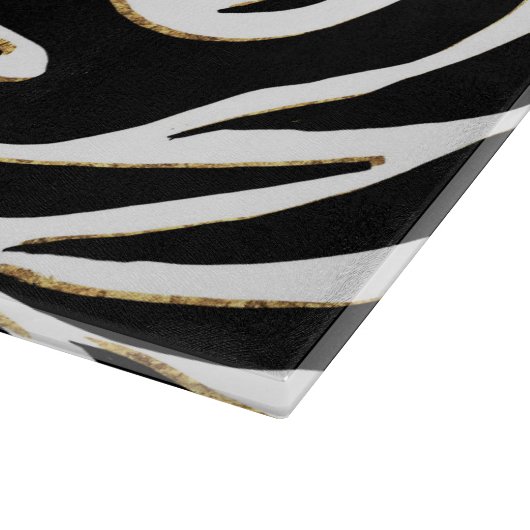 Elegante Black Gold Zebra White Animal Print Schneidebrett (Ecke)