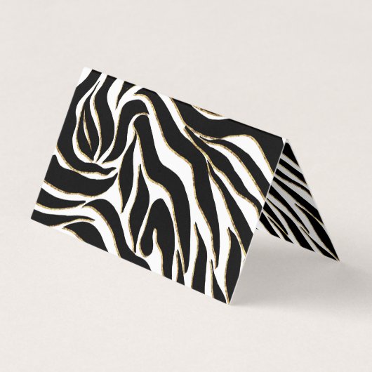 Elegante Black Gold Zebra White Animal Print Visitenkarten (Rückseite)