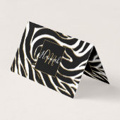 Elegante Black Gold Zebra White Animal Print Visitenkarten (Vorderseite)