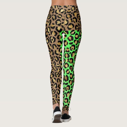 Elegante Black Golden Leopard Tierdrucke Leggings (Rückseite)