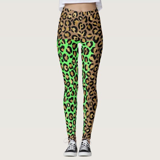 Elegante Black Golden Leopard Tierdrucke Leggings (Vorderseite)