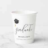 Elegante Black Graduation Cap Script Graduate Pappbecher (Rückseite)