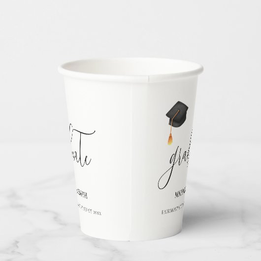 Elegante Black Graduation Cap Script Graduate Pappbecher (Rechts)