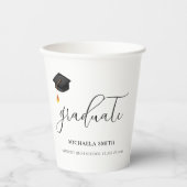Elegante Black Graduation Cap Script Graduate Pappbecher (Vorderseite)