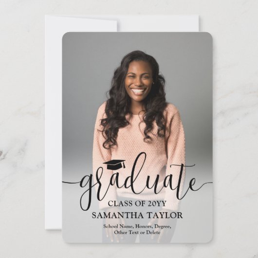 Elegante Black Graduation Party für Skripte und Fo Einladung (Rückseite)