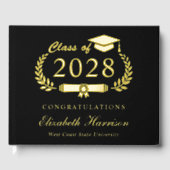 Elegante Black Graduation Party Gästebuch (Vorderseite)