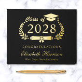 Elegante Black Graduation Party Gästebuch