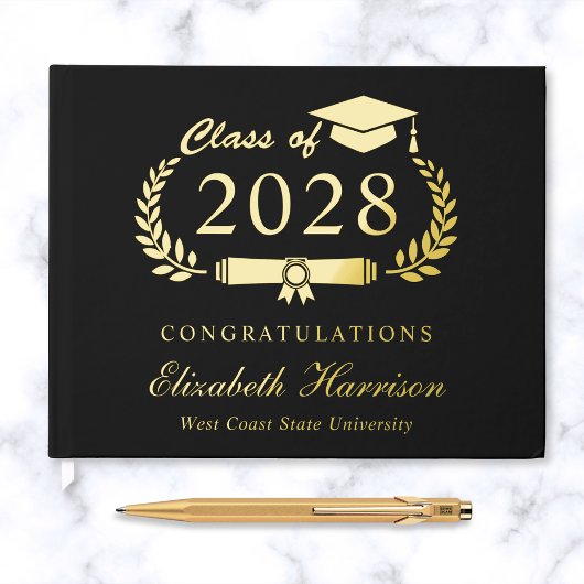 Elegante Black Graduation Party Gästebuch