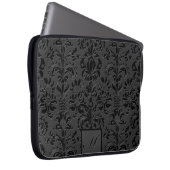 Elegante Black & Gray Monotones Floral Damasks 2 Laptopschutzhülle (Vorne Rechts)