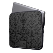 Elegante Black & Gray Monotones Floral Damasks 2 Laptopschutzhülle (Vorderseite Links)