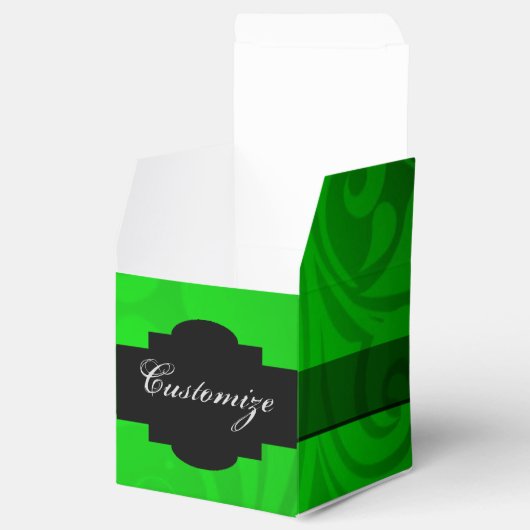 Elegante Black & Green Cube Fevor Box Geschenkschachtel (Geöffnet)