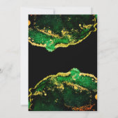 Elegante Black Green Gold Hochzeit Einladung (Rückseite)