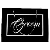 Elegante Black Groom große Geschenktasche Große Geschenktüte (Rückseite)