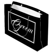 Elegante Black Groom große Geschenktasche Große Geschenktüte (Rückseite Schrägansicht)