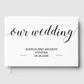 Elegante Black Handwriting Script Hochzeit Gästebuch (Vorderseite)