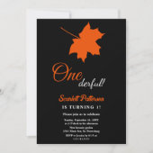 Elegante Black Herbstlaubs Boho Chic 1. Geburtstag Einladung (Vorderseite)