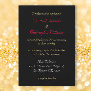 Elegante Black Imitats Gold Custom Wedding Einladu Einladung