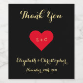 Elegante Black Imitats Gold Script Hochzeit Verlob Weinetikett (Einzelnes Label)