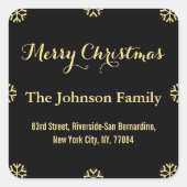 Elegante Black Imitats Gold Script Weihnachts-Schn Quadratischer Aufkleber (Vorderseite)