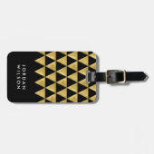 Elegante Black Imitats Gold Triangle Gepäckmarke Gepäckanhänger (Vorderseite horizontal)