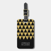 Elegante Black Imitats Gold Triangle Gepäckmarke Gepäckanhänger (Vorderseite vertikal)