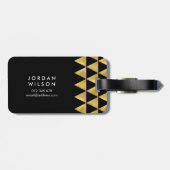 Elegante Black Imitats Gold Triangle Gepäckmarke Gepäckanhänger (Rückseite horizontal)