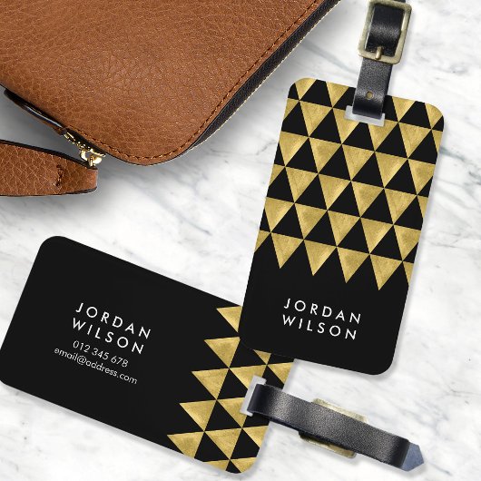 Elegante Black Imitats Gold Triangle Gepäckmarke Gepäckanhänger
